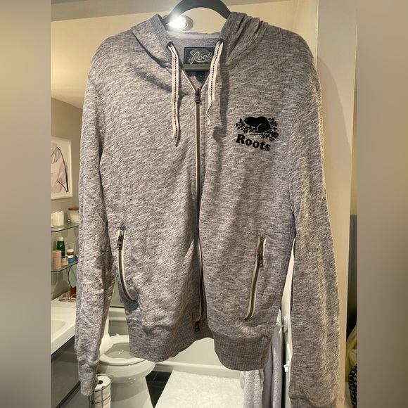 Roots grey zip up hoodie, men’s size medium - Picture 1 of 1